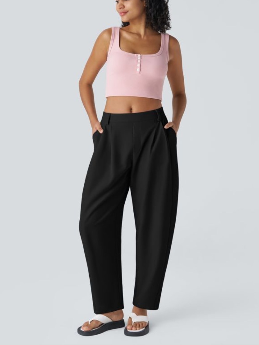 Halara Black Barrel Leg Pants